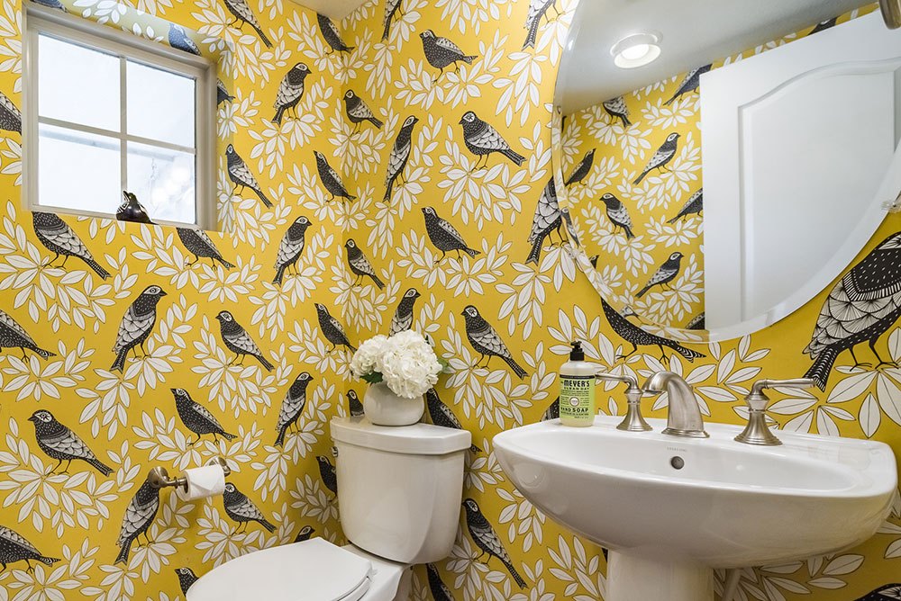 yellow bird powder room