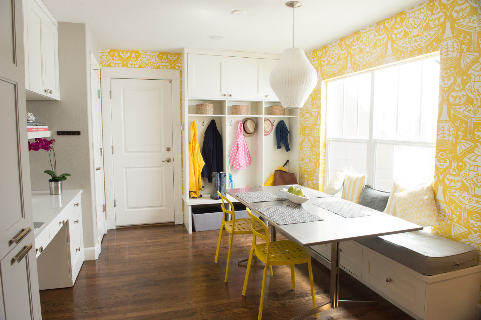 Bright Yellow wallpaper kitchen nook